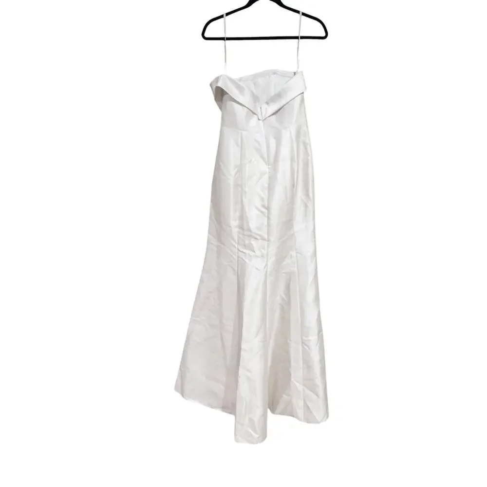 Alfred Sung Women's Strapless Satin Trumpet Gown Dress Lined Ivory Size 8 NWOT - Picture 5 of 12